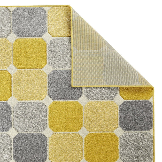 Portland 172 J Modern Geometric Blocks Carved Durable Short Pile Yellow/Grey/Cream Rug-Melrose-Rug Love - The Most Loved Rug Store