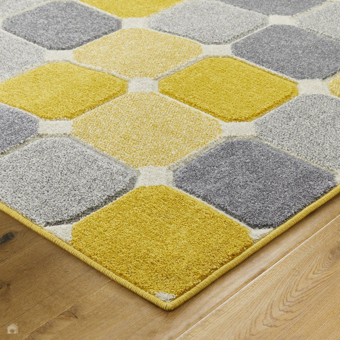 Portland 172 J Modern Geometric Blocks Carved Durable Short Pile Yellow/Grey/Cream Rug-Melrose-Rug Love - The Most Loved Rug Store