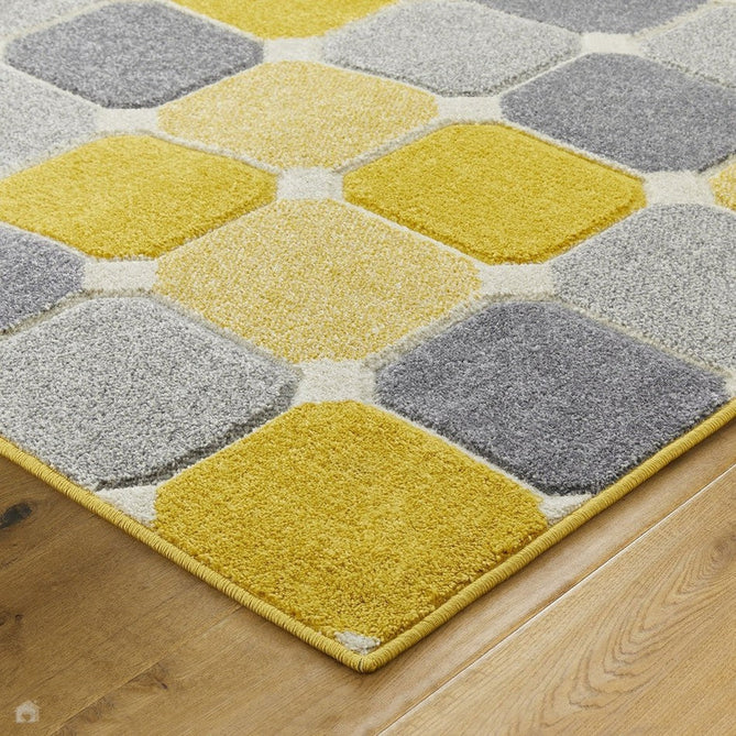Portland 172 J Modern Geometric Carved Durable Short Pile Yellow /Grey/Cream Runner-Oriental Weavers-Rug Love - The Most Loved Rug Store