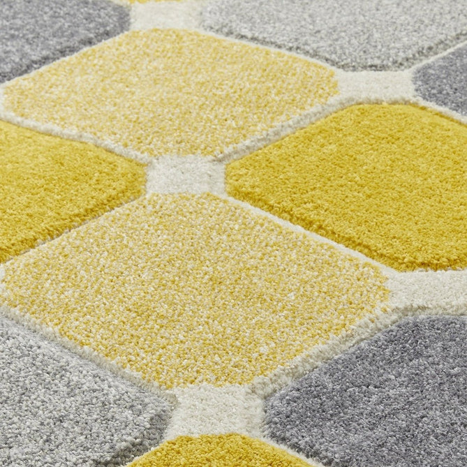 Portland 172 J Modern Geometric Carved Durable Short Pile Yellow /Grey/Cream Runner-Oriental Weavers-Rug Love - The Most Loved Rug Store