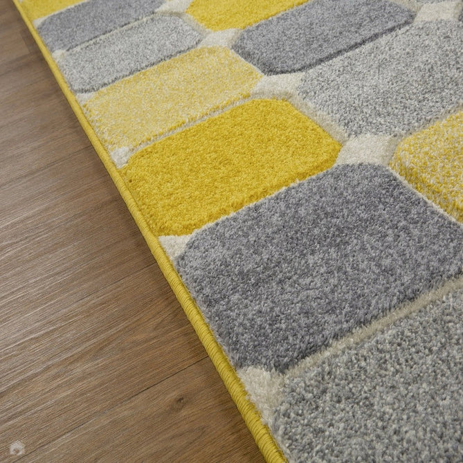 Portland 172 J Modern Geometric Carved Durable Short Pile Yellow /Grey/Cream Runner-Oriental Weavers-Rug Love - The Most Loved Rug Store