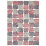 Portland 172 P Modern Geometric Carved Flat-Pile Pink/Grey/Cream Rug