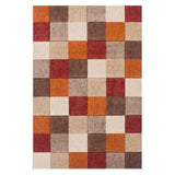 Portland 1923 X Modern Geometric Carved Flat-Pile Terracotta Orange/Beige/Brown/Red/Grey/Cream Rug