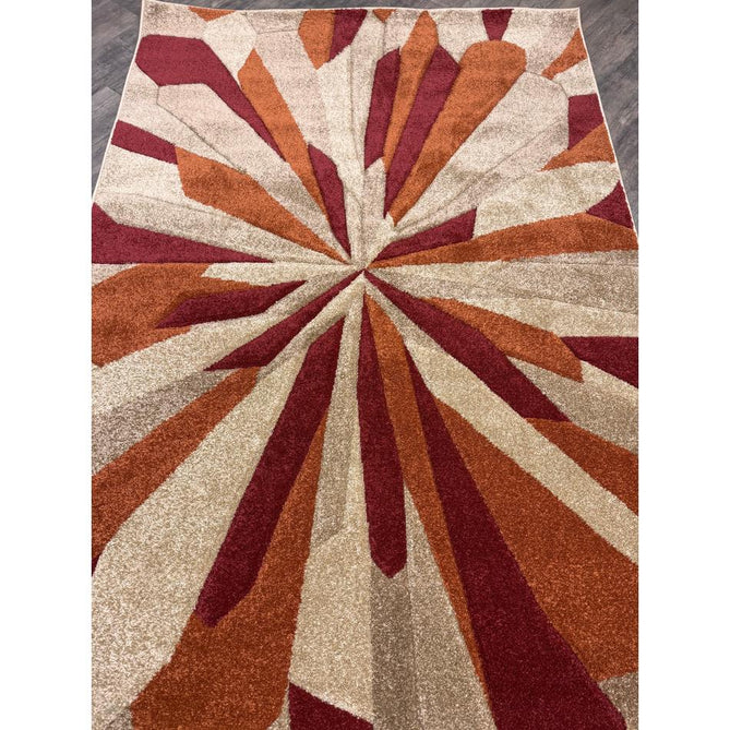 Portland 3337 E Modern Geometric Carved Durable Short Pile Terra/Red/Beige Rug-Melrose-Rug Love - The Most Loved Rug Store