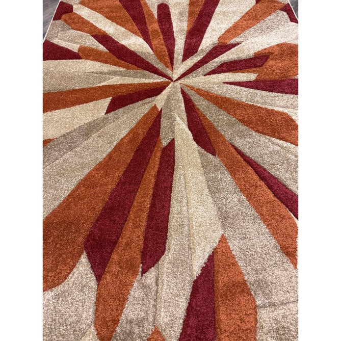 Portland 3337 E Modern Geometric Carved Durable Short Pile Terra/Red/Beige Rug-Melrose-Rug Love - The Most Loved Rug Store