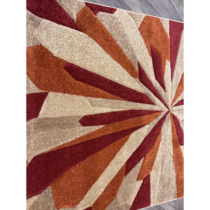 Portland 3337 E Modern Geometric Carved Durable Short Pile Terra/Red/Beige Rug-Oriental Weavers-Rug Love - The Most Loved Rug Store