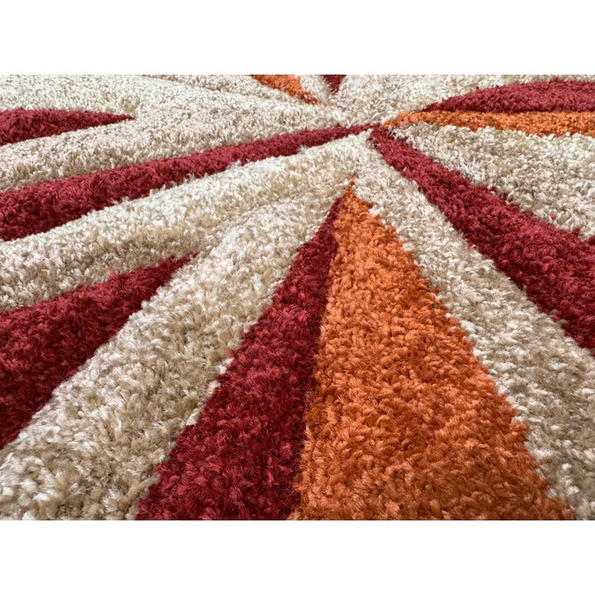Portland 3337 E Modern Geometric Carved Durable Short Pile Terra/Red/Beige Rug-Oriental Weavers-Rug Love - The Most Loved Rug Store
