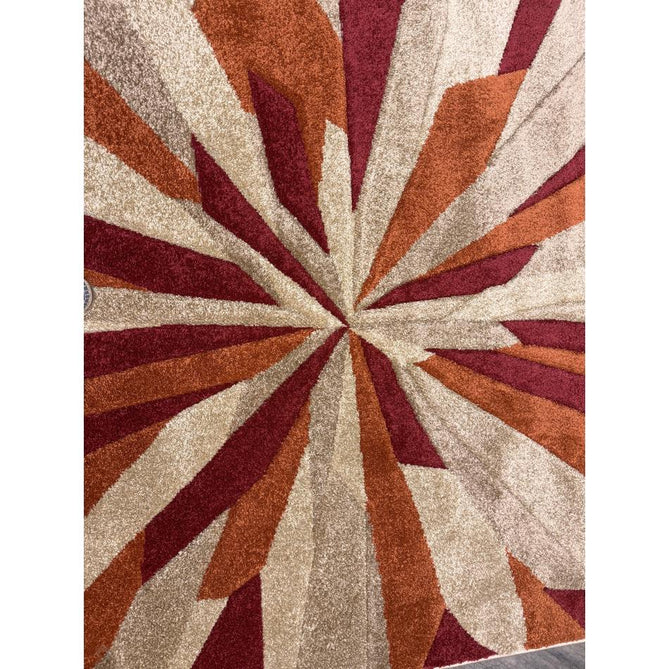 Portland 3337 E Modern Geometric Carved Durable Short Pile Terra/Red/Beige Rug-Oriental Weavers-Rug Love - The Most Loved Rug Store