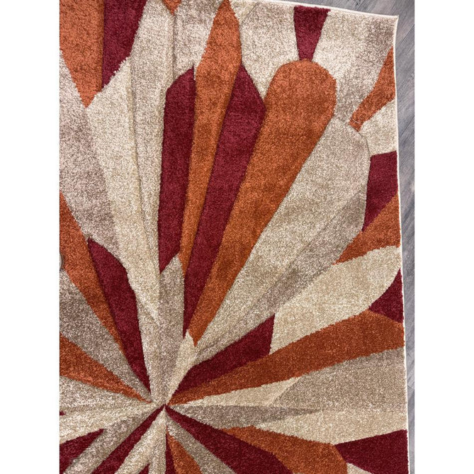 Portland 3337 E Modern Geometric Carved Durable Short Pile Terra/Red/Beige Rug-Oriental Weavers-Rug Love - The Most Loved Rug Store