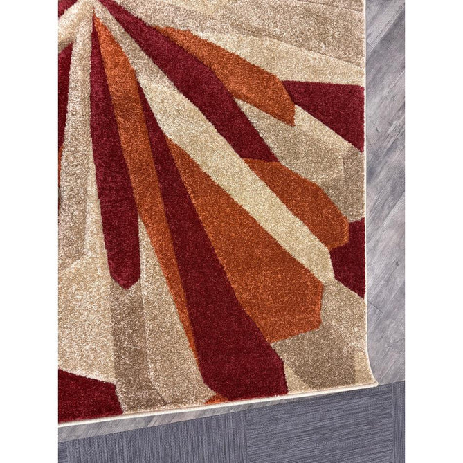 Portland 3337 E Modern Geometric Carved Durable Short Pile Terra/Red/Beige Rug-Oriental Weavers-Rug Love - The Most Loved Rug Store