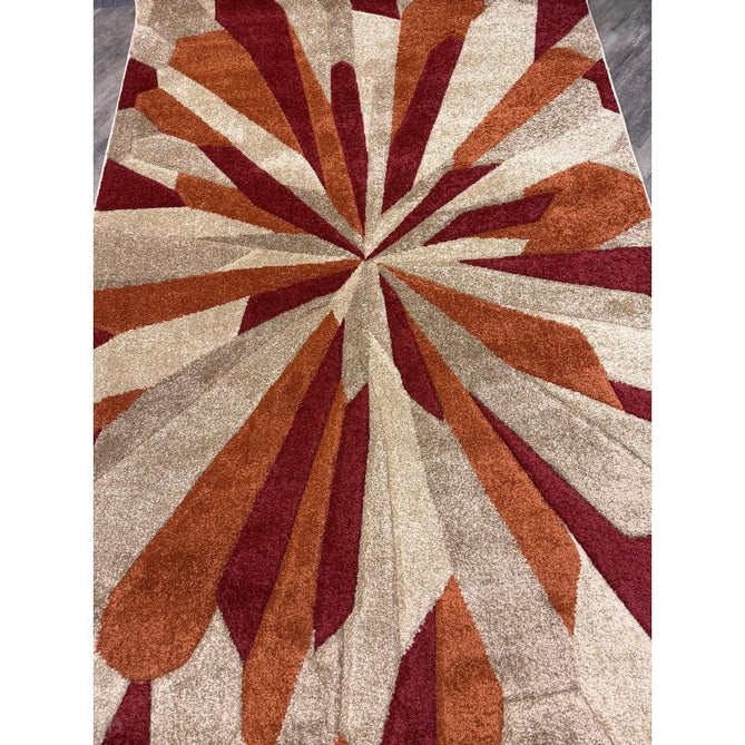 Portland 3337 E Modern Geometric Carved Durable Short Pile Terra/Red/Beige Rug-Oriental Weavers-Rug Love - The Most Loved Rug Store