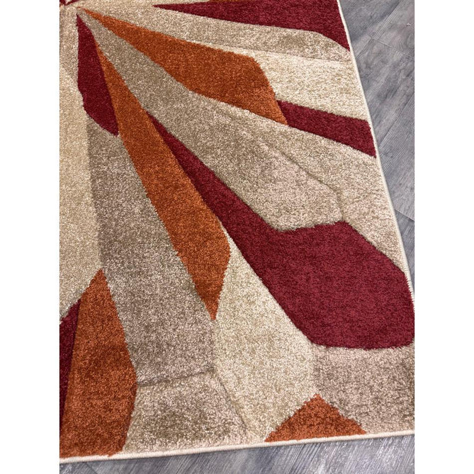 Portland 3337 E Modern Geometric Carved Durable Short Pile Terra/Red/Beige Rug-Oriental Weavers-Rug Love - The Most Loved Rug Store
