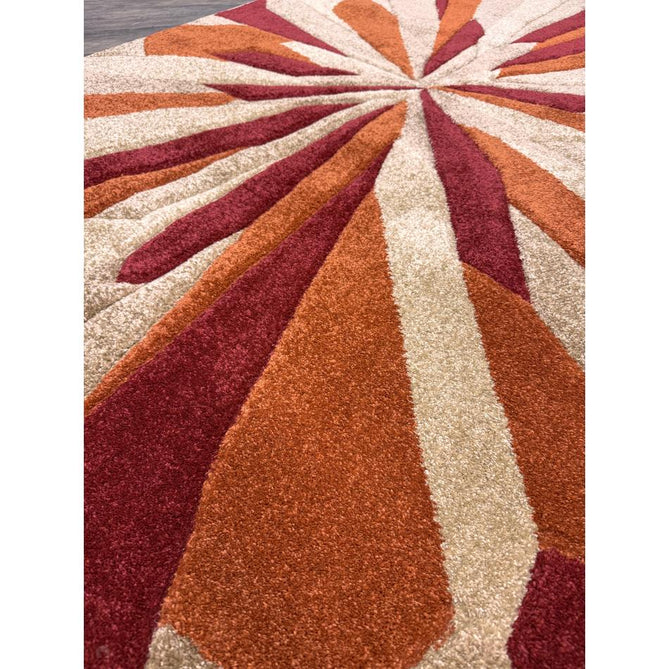 Portland 3337 E Modern Geometric Carved Durable Short Pile Terra/Red/Beige Rug-Oriental Weavers-Rug Love - The Most Loved Rug Store