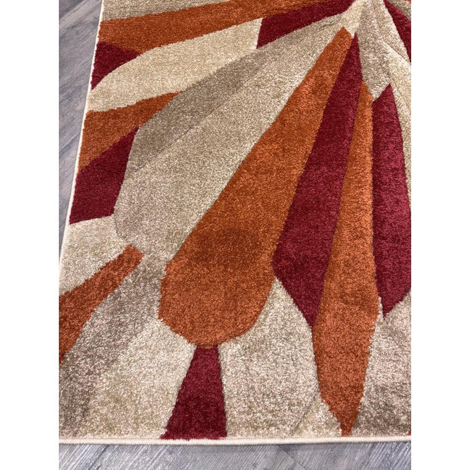 Portland 3337 E Modern Geometric Carved Durable Short Pile Terra/Red/Beige Rug-Oriental Weavers-Rug Love - The Most Loved Rug Store