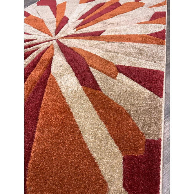 Portland 3337 E Modern Geometric Carved Durable Short Pile Terra/Red/Beige Rug-Oriental Weavers-Rug Love - The Most Loved Rug Store