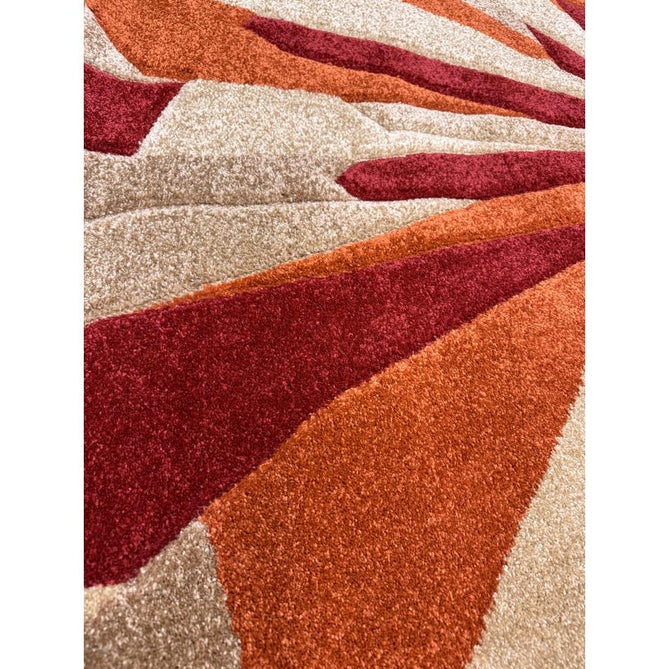 Portland 3337 E Modern Geometric Carved Durable Short Pile Terra/Red/Beige Rug-Oriental Weavers-Rug Love - The Most Loved Rug Store