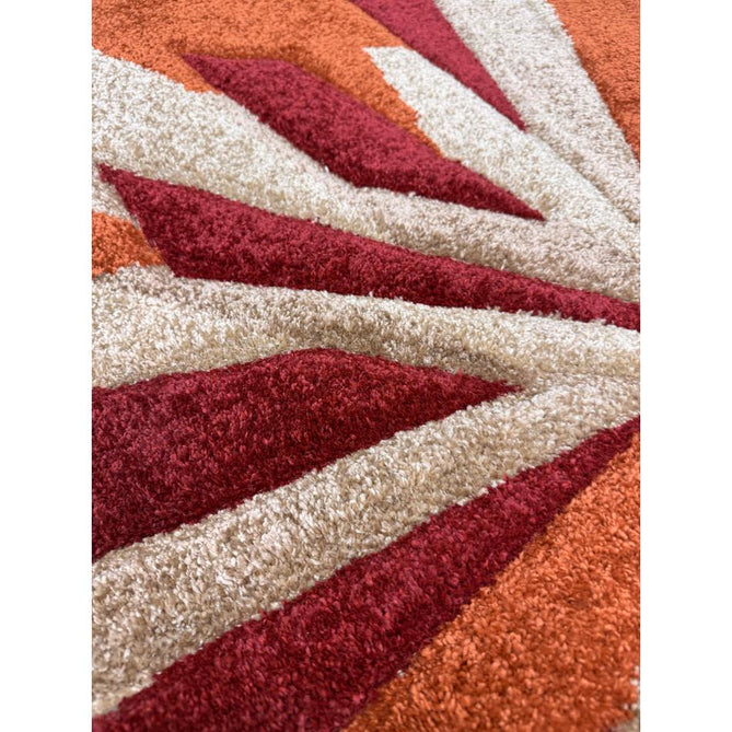 Portland 3337 E Modern Geometric Carved Durable Short Pile Terra/Red/Beige Rug-Oriental Weavers-Rug Love - The Most Loved Rug Store