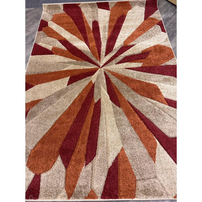 Portland 3337 E Modern Geometric Carved Durable Short Pile Terra/Red/Beige Rug-Oriental Weavers-Rug Love - The Most Loved Rug Store