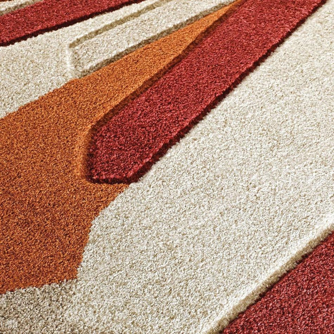 Portland 3337 E Modern Geometric Carved Durable Short Pile Terra/Red/Beige Rug-Oriental Weavers-Rug Love - The Most Loved Rug Store
