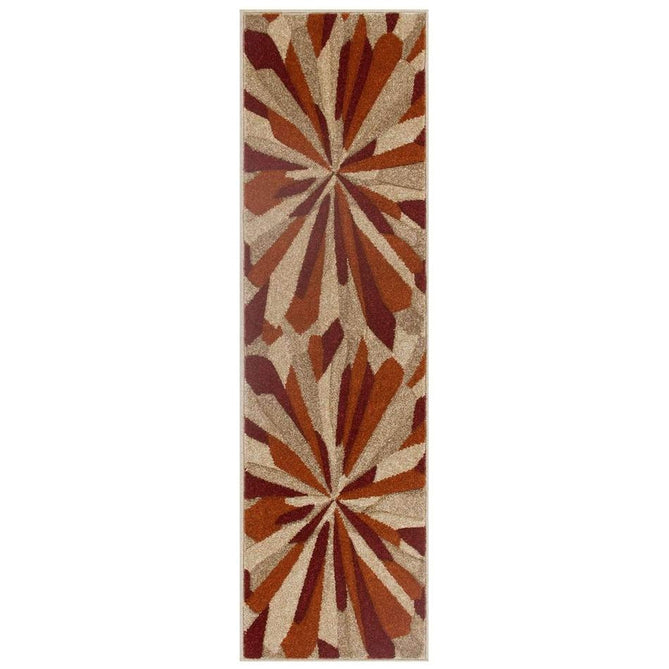 Portland 3337 E Modern Geometric Carved Durable Short Pile Terra/Red/Beige Rug-Oriental Weavers-Rug Love - The Most Loved Rug Store