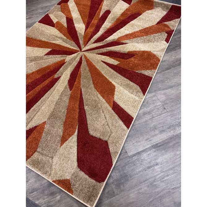 Portland 3337 E Modern Geometric Carved Durable Short Pile Terra/Red/Beige Rug-Oriental Weavers-Rug Love - The Most Loved Rug Store