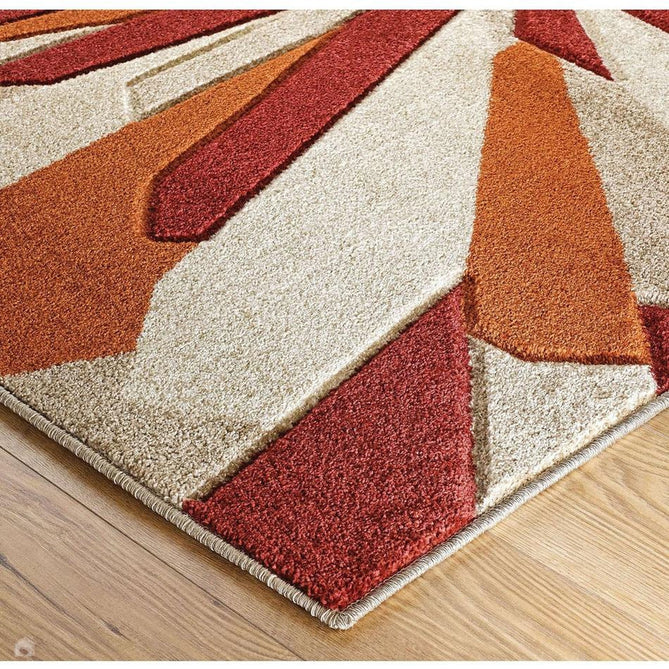 Portland 3337 E Modern Geometric Carved Durable Short Pile Terra/Red/Beige Rug-Oriental Weavers-Rug Love - The Most Loved Rug Store