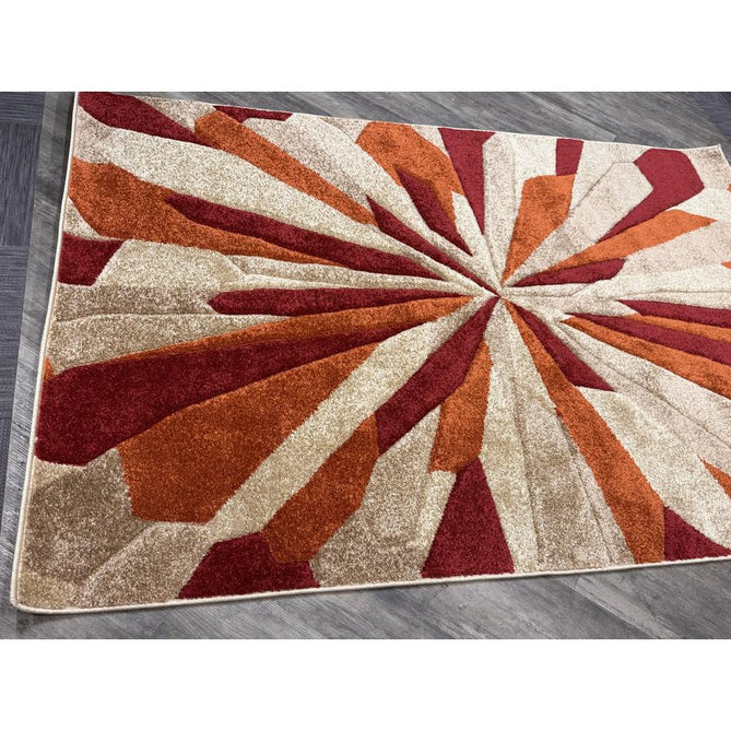 Portland 3337 E Modern Geometric Carved Durable Short Pile Terra/Red/Beige Rug-Oriental Weavers-Rug Love - The Most Loved Rug Store
