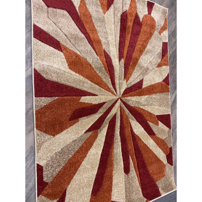 Portland 3337 E Modern Geometric Carved Durable Short Pile Terra/Red/Beige Rug-Oriental Weavers-Rug Love - The Most Loved Rug Store