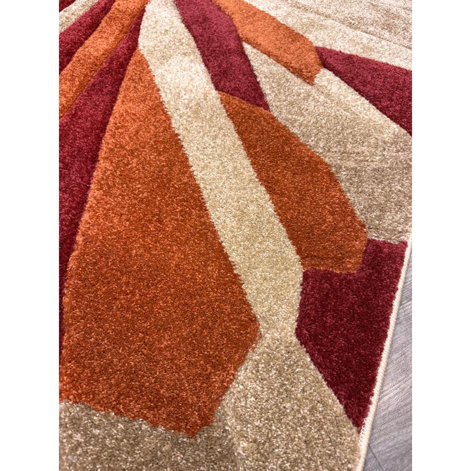 Portland 3337 E Modern Geometric Carved Durable Short Pile Terra/Red/Beige Rug-Oriental Weavers-Rug Love - The Most Loved Rug Store