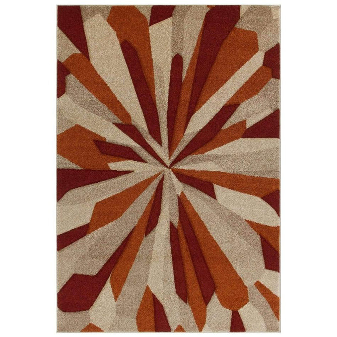 Portland 3337 E Modern Geometric Carved Durable Short Pile Terra/Red/Beige Rug-Oriental Weavers-Rug Love - The Most Loved Rug Store