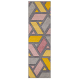 Portland 5153 U Modern Geometric Carved Flat-Pile Yellow/Pink/Grey/Cream Runner