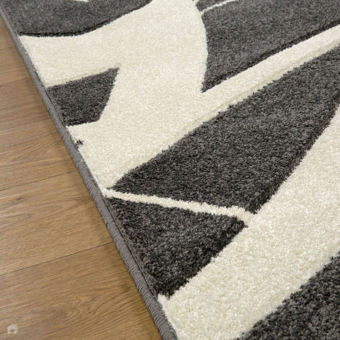 Portland 57 E Modern Geometric Carved Durable Short Pile Charcoal/Cream Rug-Melrose-Rug Love - The Most Loved Rug Store