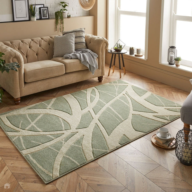 Portland 57 G Modern Geometric Carved Durable Short Pile Pale Sage Green/Cream Rug-Melrose-Rug Love - The Most Loved Rug Store