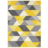 Portland 670 J Modern Geometric Carved Flat-Pile Yellow /Grey/Cream Rug