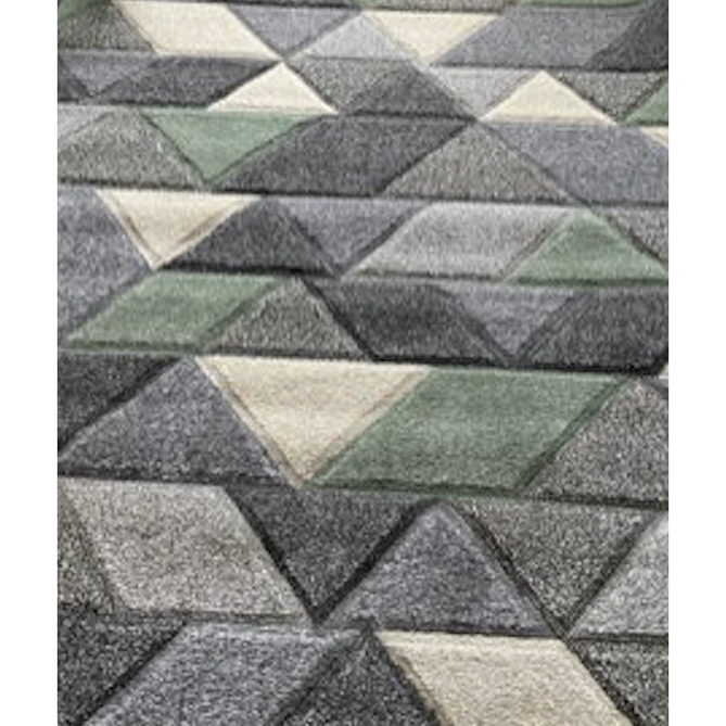 Portland 670 V Modern Geometric Carved Durable Short Pile Green/Grey/Cream Rug-Melrose-Rug Love - The Most Loved Rug Store