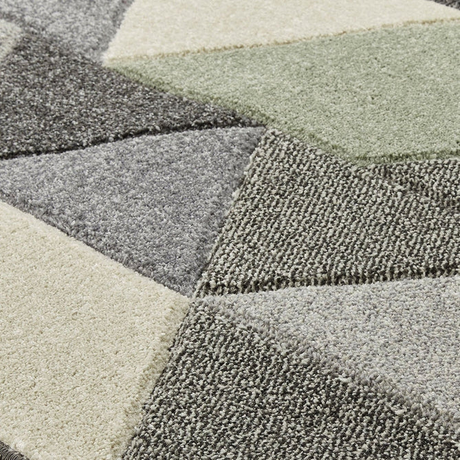 Portland 670 V Modern Geometric Carved Durable Short Pile Green/Grey/Cream Rug-Oriental Weavers-Rug Love - The Most Loved Rug Store