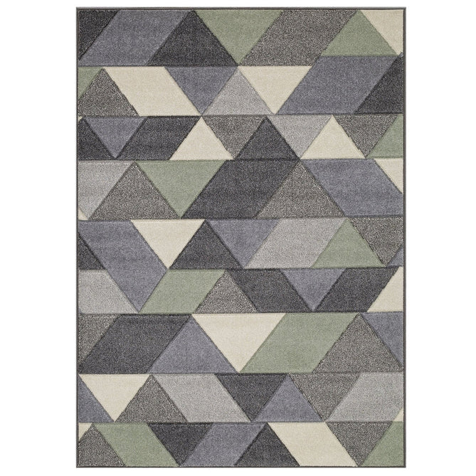 Portland 670 V Modern Geometric Carved Durable Short Pile Green/Grey/Cream Rug-Oriental Weavers-Rug Love - The Most Loved Rug Store