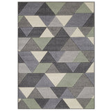 Portland 670 V Modern Geometric Carved Flat-Pile Green/Grey/Cream Rug