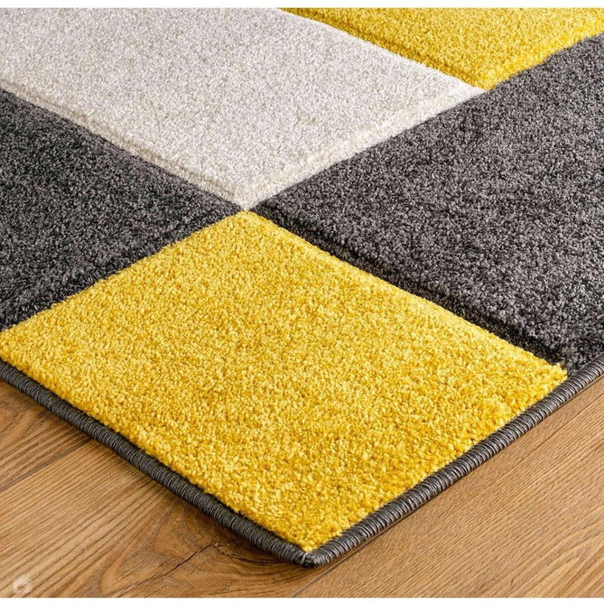Portland 8425 I Modern Geometric Carved Durable Short Pile Grey/Yellow/Cream Rug-Melrose-Rug Love - The Most Loved Rug Store
