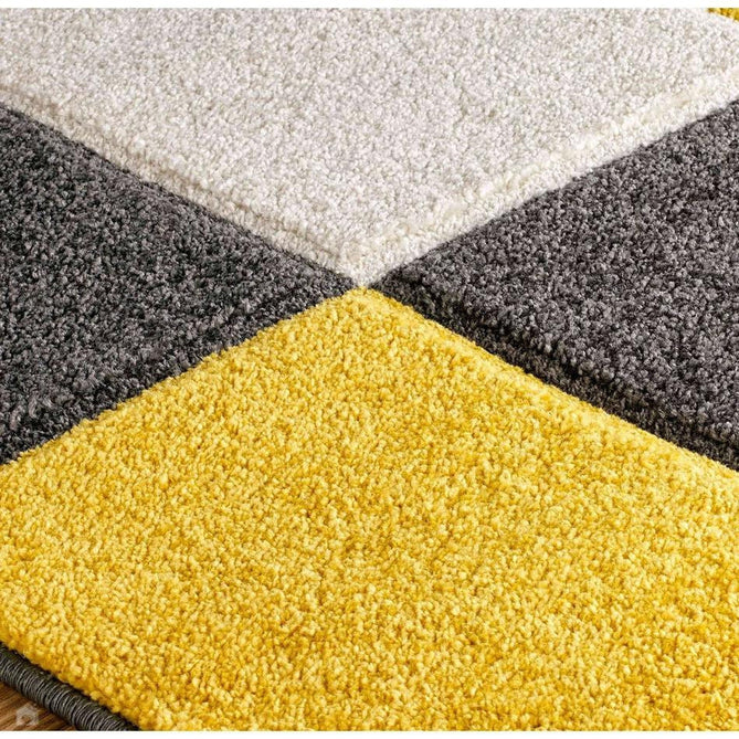Portland 8425 I Modern Geometric Carved Durable Short Pile Grey/Yellow/Cream Rug-Melrose-Rug Love - The Most Loved Rug Store