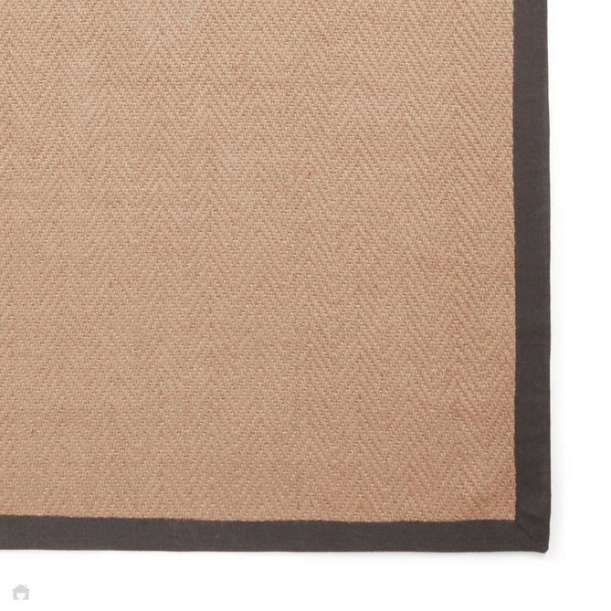 Portland Jute Cotton Border Modern Plain Hand-Woven Textured Herringbone Flatweave Natural/Charcoal Grey Extra Long Runner-Think Rugs-Rug Love - The Most Loved Rug Store