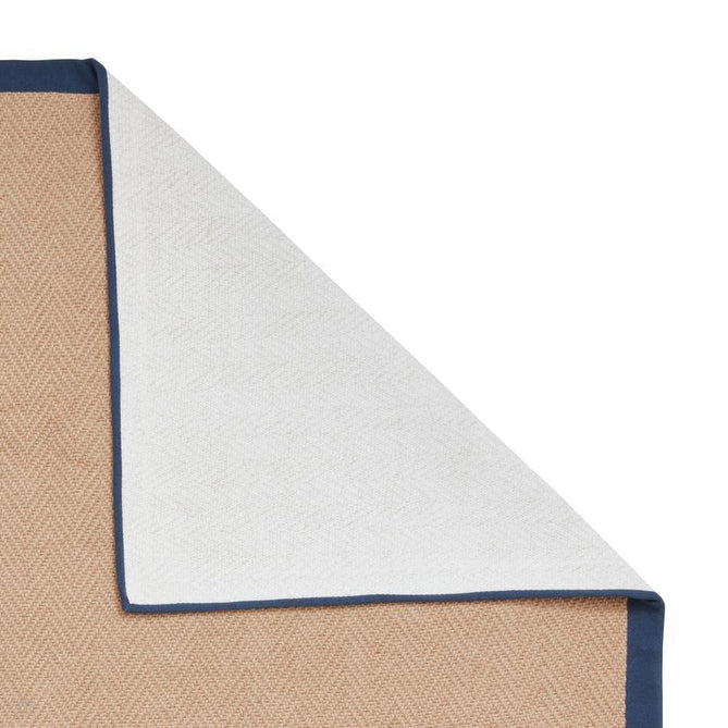 Portland Jute Cotton Border Modern Plain Hand-Woven Textured Herringbone Flatweave Natural/Deep Navy Blue Rug-Think Rugs-Rug Love - The Most Loved Rug Store