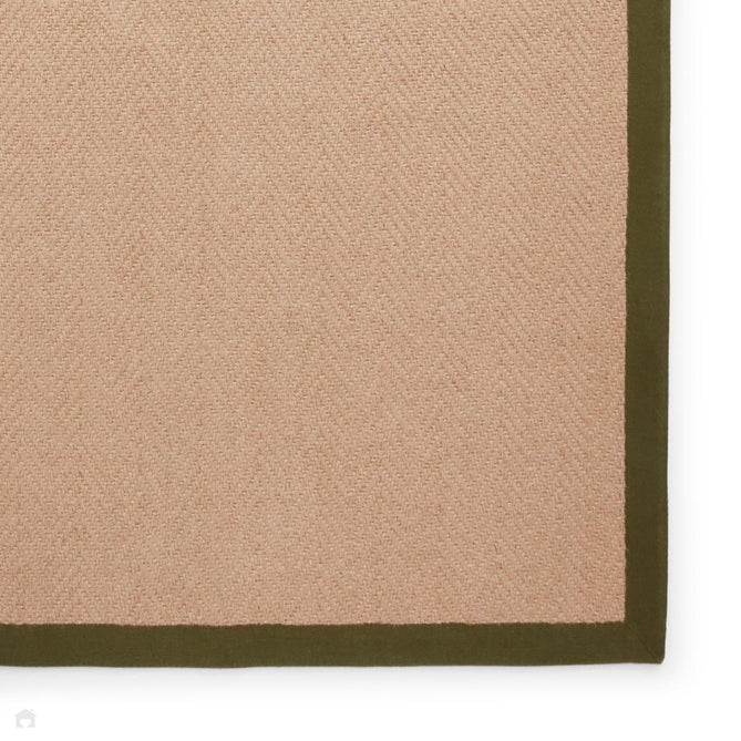 Portland Jute Cotton Border Modern Plain Hand-Woven Textured Herringbone Flatweave Natural/Olive Green Rug-Think Rugs-Rug Love - The Most Loved Rug Store