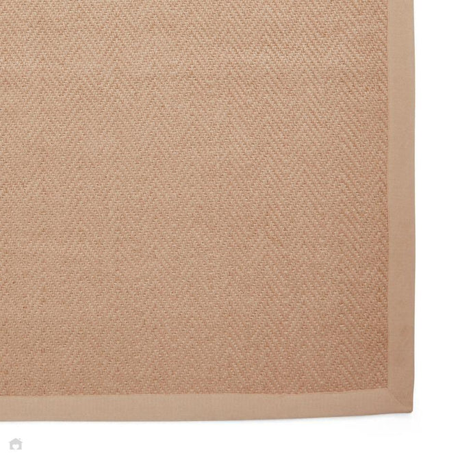 Portland Jute Cotton Border Modern Plain Hand-Woven Textured Herringbone Flatweave Natural/Soft Beige Extra Long Runner-Think Rugs-Rug Love - The Most Loved Rug Store