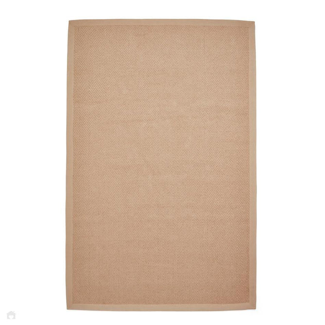 Portland Jute Cotton Border Modern Plain Hand-Woven Textured Herringbone Flatweave Natural/Soft Beige Rug 180 x 270 cm