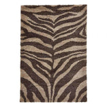 Portofino M289 Modern Zebra Print Soft Plush Shaggy Brown/Beige Rug