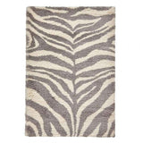 Portofino M289 Modern Zebra Print Soft Plush Shaggy Ivory/Grey Rug