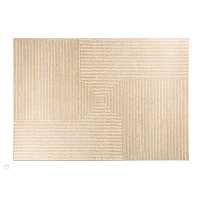 Pyramid Modern Geometric Carved Subtle Ribbed Stripe Hi-Low Textured Soft Beige/Sand/Yellow Rug-Origins-Rug Love - The Most Loved Rug Store