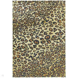 Quantum QU01 Modern Leopard Print Metallic Shimmer Flat Pile Gold/Brown/Black/Green/Grey Rug