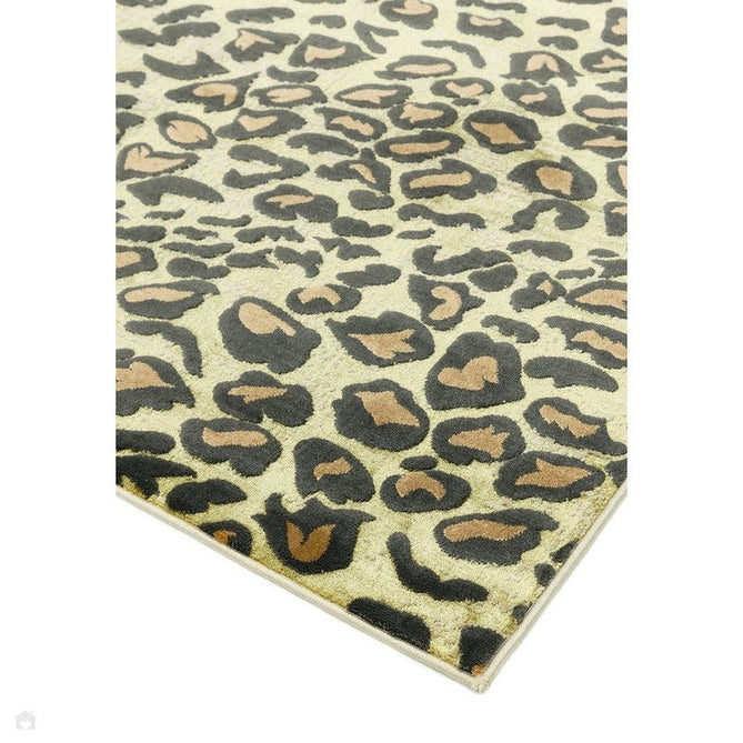 Quantum QU01 Modern Leopard Print Metallic Shimmer Textured High-Density Soft Smooth Low Profile Polyblend Short-Pile Warm Gold/Deep Brown/Charcoal/Olive Rug-Asiatic Carpets-Rug Love - The Most Loved Rug Store